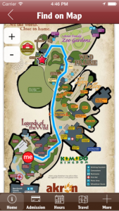 Akron Zoo MyPark map with wayfinding