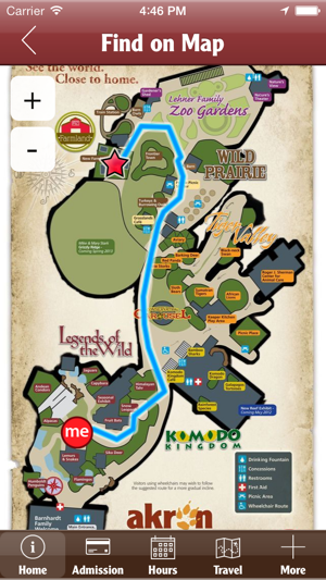Akron Zoo MyPark map with wayfinding