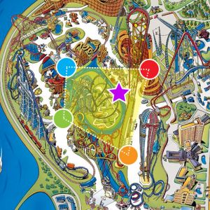 Cedar Point illustrated map with markers