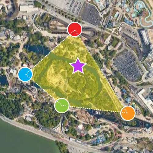 Cedar Point satellite map with markers