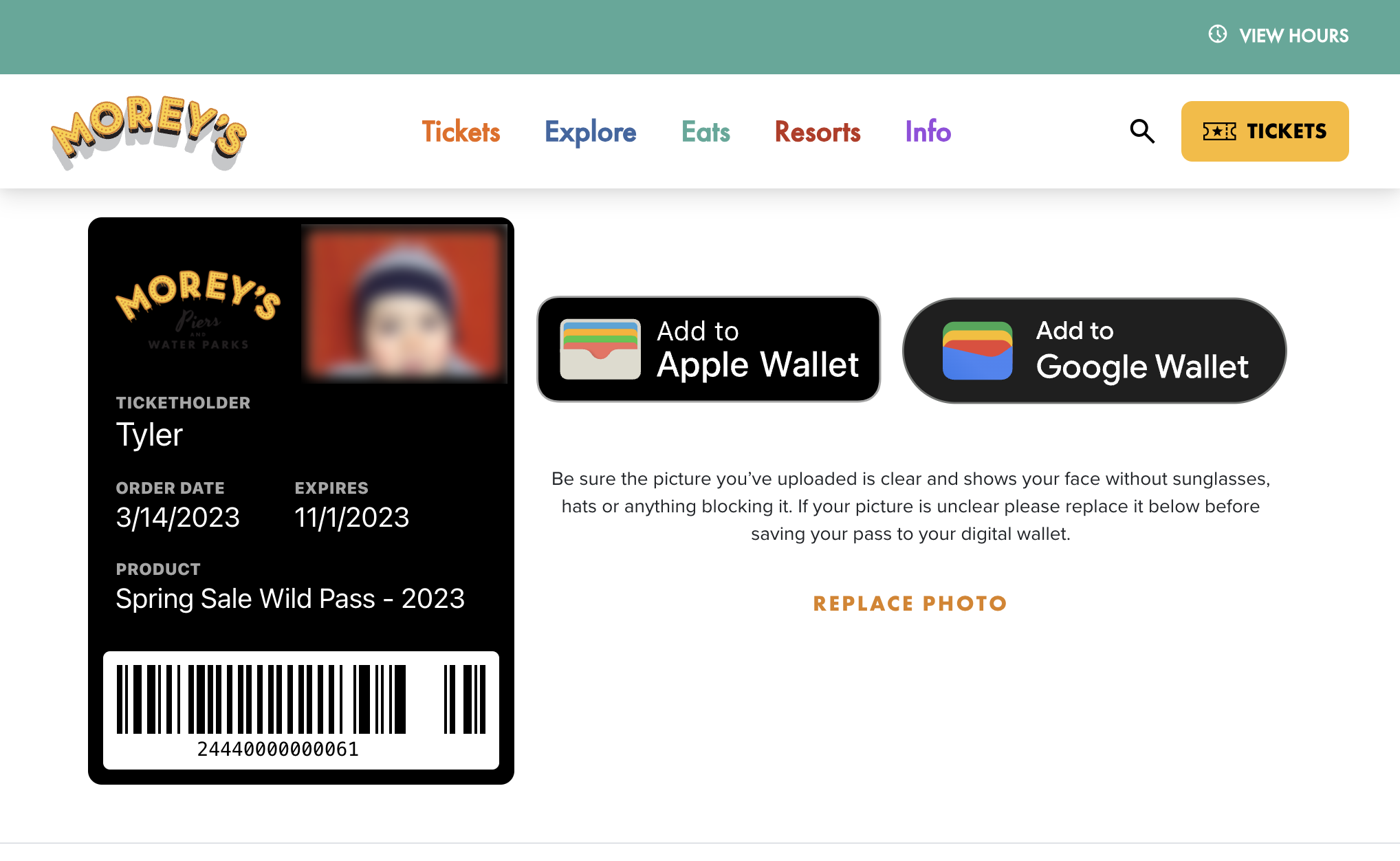 Morey's Piers Digital Wallet